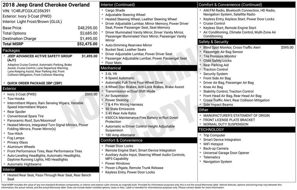2018 Jeep Grand Cherokee Overland 4x4