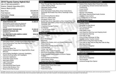 2018 Toyota Camry Hybrid XLE