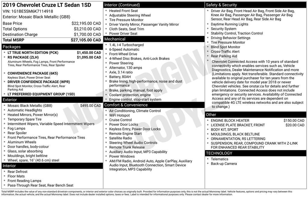 2019 Chevrolet Cruze LT