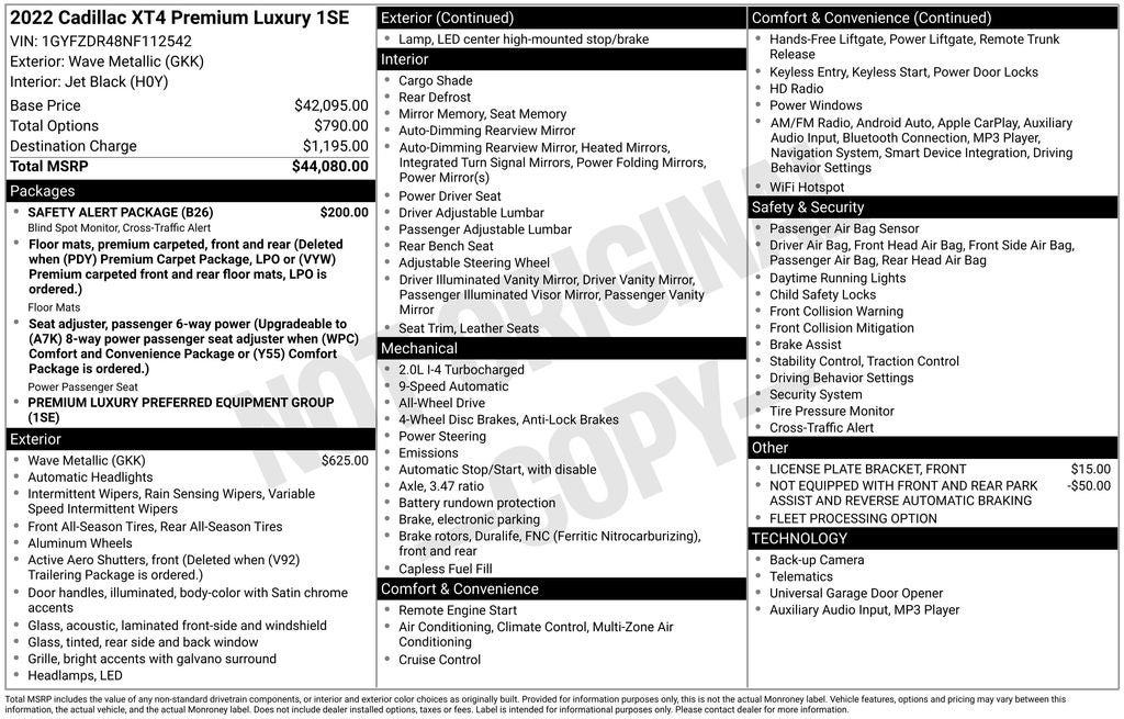 2022 Cadillac XT4 Premium Luxury