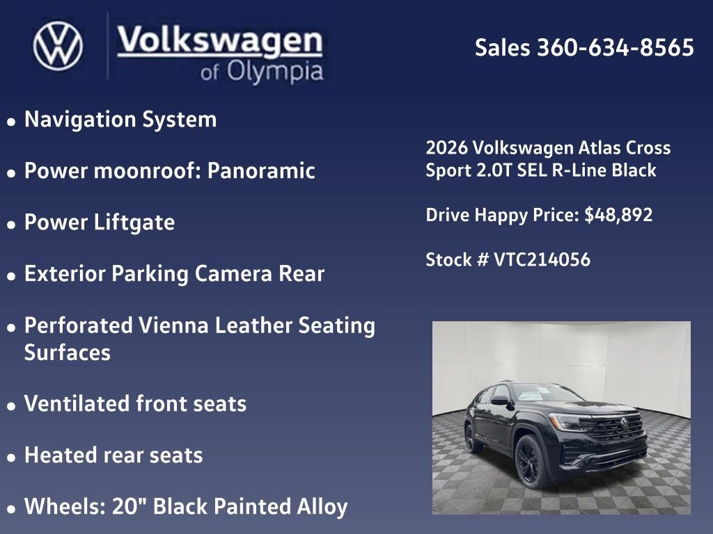 2026 Volkswagen Atlas Cross Sport 2.0T SEL R-Line Black