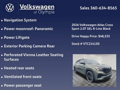 2026 Volkswagen Atlas Cross Sport 2.0T SEL R-Line Black