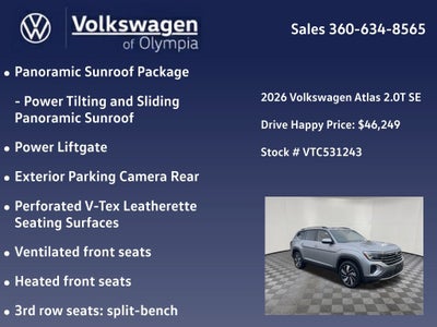 2026 Volkswagen Atlas 2.0T SE w/Technology