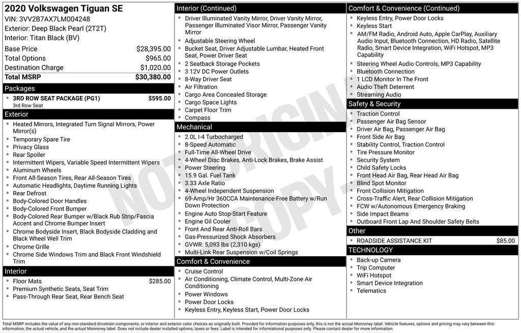 2020 Volkswagen Tiguan 2.0T SE 4Motion