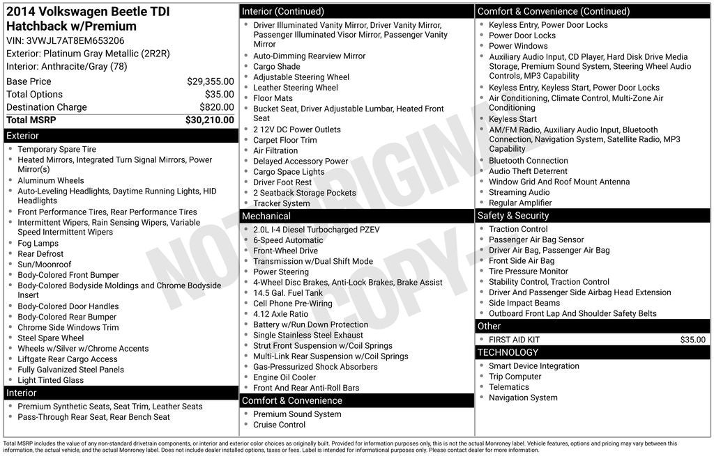 2014 Volkswagen Beetle 2.0 TDI
