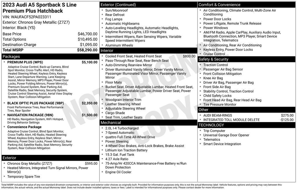 2023 Audi A5 Sportback 45 S line Premium Plus quattro