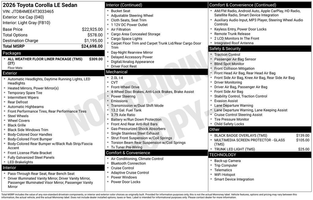 2026 Toyota Corolla LE
