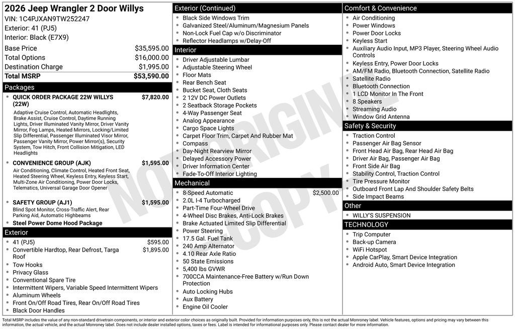 2026 Jeep Wrangler WRANGLER 2-DOOR WILLYS