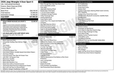 2026 Jeep Wrangler WRANGLER 4-DOOR SPORT S