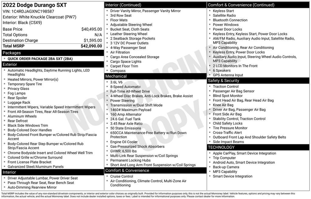 2022 Dodge Durango SXT AWD