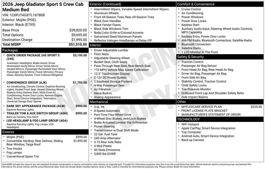 2026 Jeep Gladiator GLADIATOR SPORT S 4X4