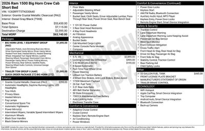 2026 RAM Ram 1500 RAM 1500 BIG HORN CREW CAB 4X4 5'7' BOX