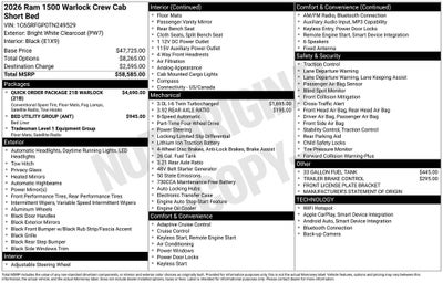 2026 RAM Ram 1500 RAM 1500 WARLOCK CREW CAB 4X4 5'7' BOX
