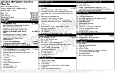 2026 RAM Ram 1500 RAM 1500 LARAMIE CREW CAB 4X4 5'7' BOX