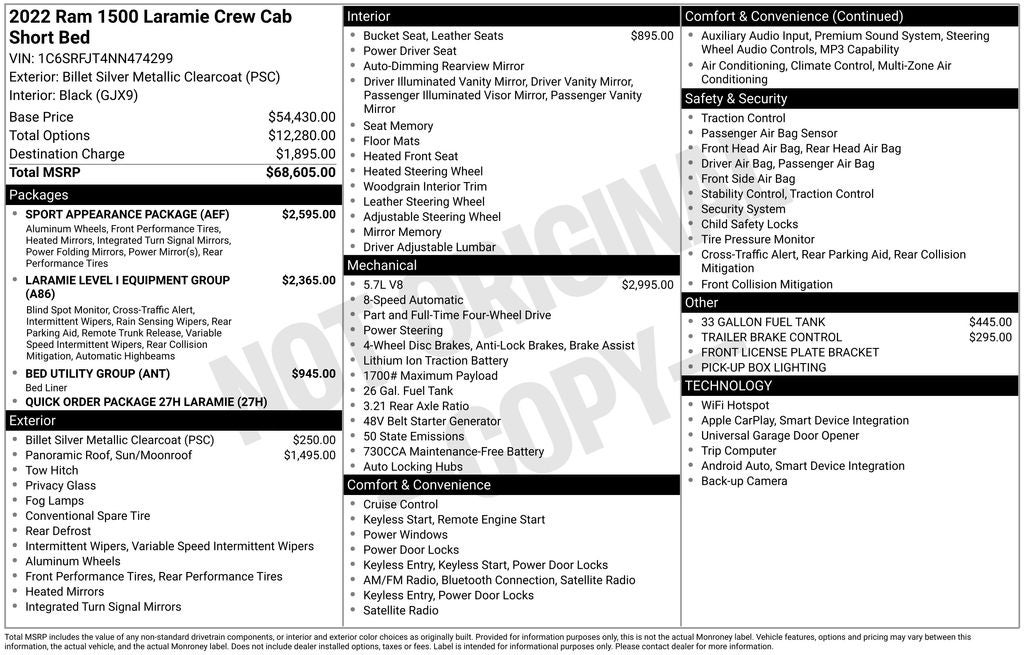 2022 RAM 1500 Laramie Crew Cab 4x4 5'7' Box