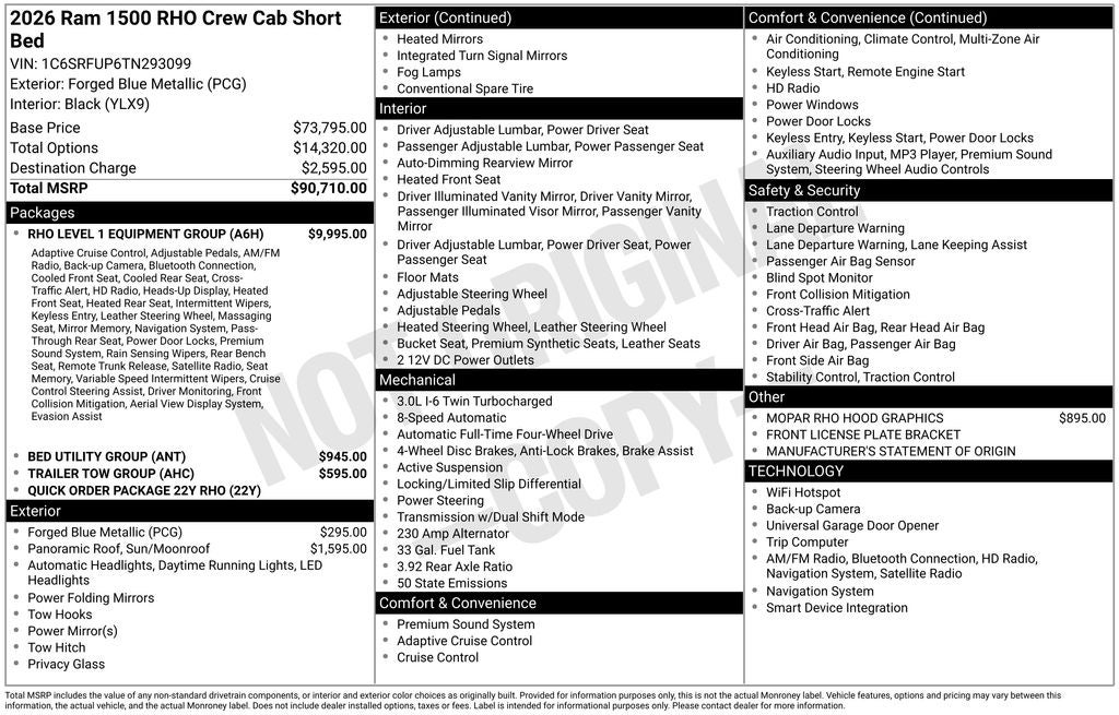 2026 RAM Ram 1500 RAM 1500 RHO CREW CAB 4X4 5'7' BOX