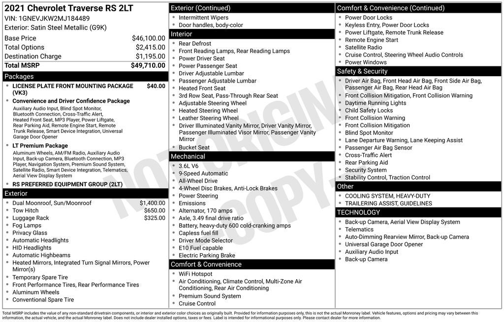 2021 Chevrolet Traverse AWD RS