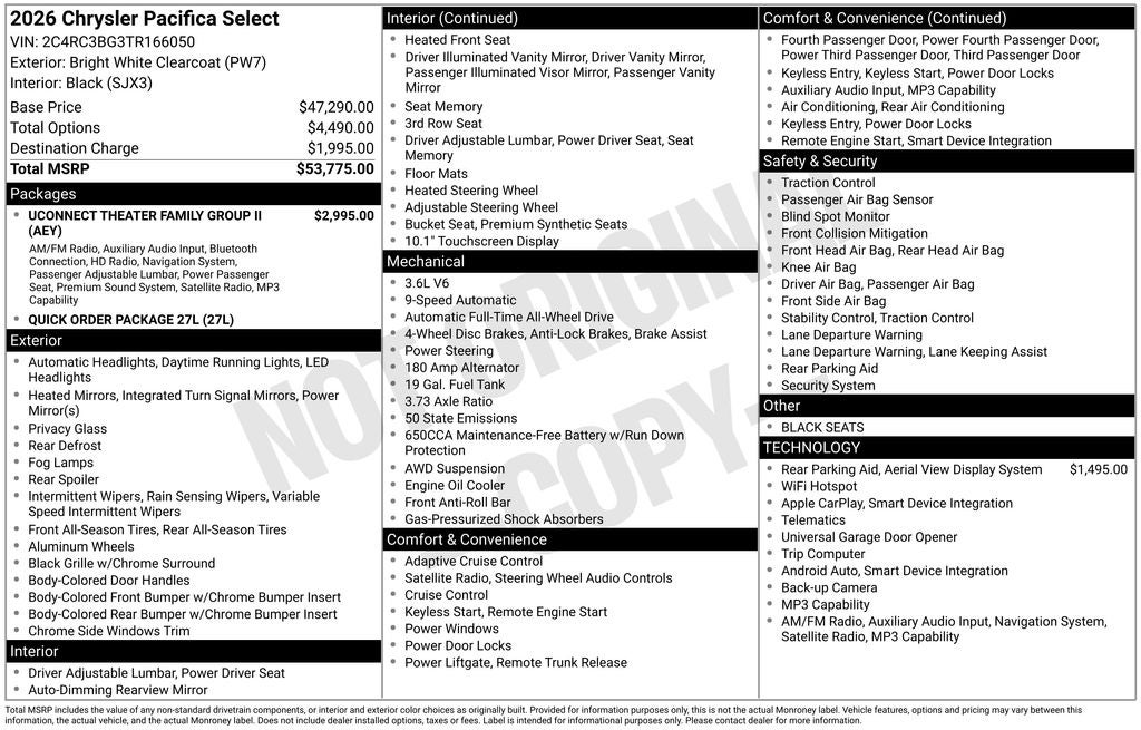 2026 Chrysler Pacifica PACIFICA SELECT AWD