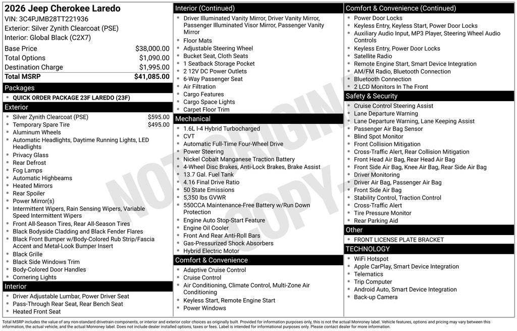 2026 Jeep Cherokee CHEROKEE LAREDO 4X4