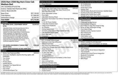 2026 RAM Ram 2500 RAM 2500 BIG HORN CREW CAB 4X4 6'4' BOX