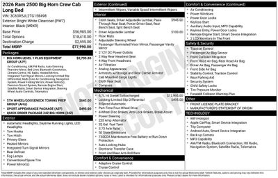 2026 RAM Ram 2500 RAM 2500 BIG HORN CREW CAB 4X4 8' BOX