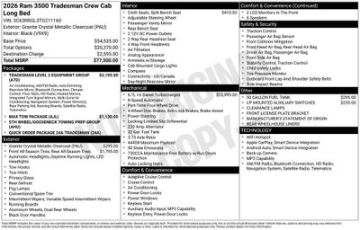 2026 RAM Ram 3500 RAM 3500 TRADESMAN CREW CAB 4X4 8' BOX