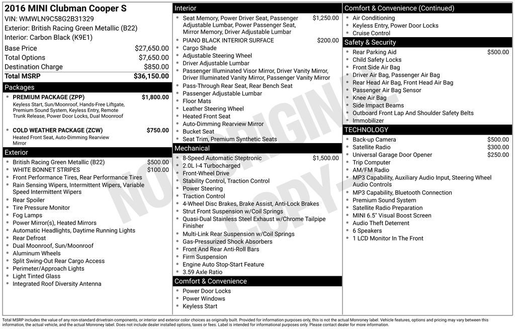 2016 MINI Cooper S Clubman