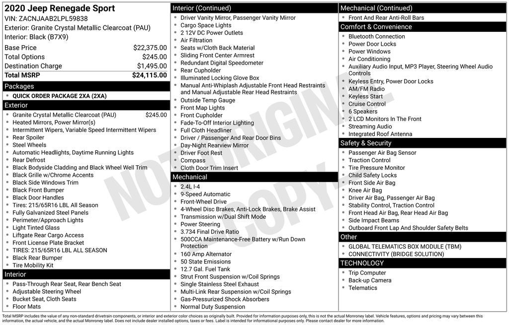 2020 Jeep Renegade Sport FWD