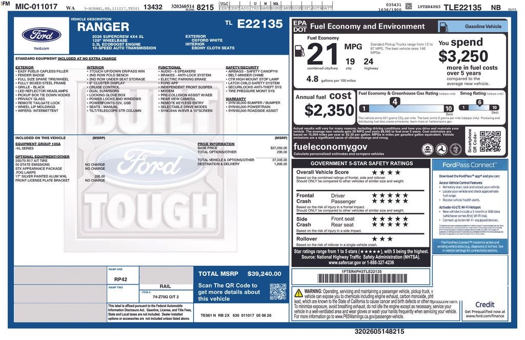 2026 Ford Ranger XL